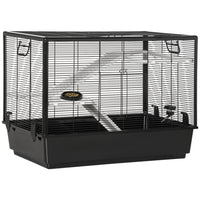 PawHut - Cage à hamster et cochon d’Inde à 3 niveaux 31,5 po x 19 po x 23 po - noir-Convient aux hamsters, chinchillas, cochons d'Inde et autres petits animaux 