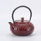 Minimal Enamelled Cast Iron Teapot - Sakura Red - 0.6 L-Beautiful glossy enameled surface looks like ceramic