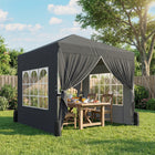 Outsunny - Tente auvent pliante 8.2 pi l x 8.2 pi L avec parois latérales - Auvent instantané-Toit en tissu Oxford 210D résistant au feu avec protection UPF50+, double revêtement argenté et PU pour une excellente protection solaire