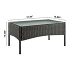 Manhattan Comfort - Ensemble de conversation moderne Imperia pour patio, 4 personnes, avec table basse - Noir et gris - Ensemble de 4-Table basse avec verre trempé dépoli amovible