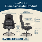 La-Z-Boy - Fauteuil de direction de massage Channing - noir-Conception ProPlus de qualité supportant sans problème un poids maximal de 181 kg (400 lb)