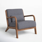 Ebello - Hertford Fauteuil d’appoint 26 po bois massif milieu de siècle avec coussin extra, gris-Dimensions: 29 po H × 26 po L × 32 po P