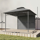 Outsunny - Pavillon de terrasse 10 pi l x 10 pi L - pavillon d’extérieur à double toit - gris foncé-Colonnes en acier avec revêtement en poudre et supports pour plus de stabilité et de résistance aux intempéries