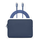 LOGiiX - Vibrance Neo Ensemble de housse avec câble USB-C vers USB-C - Bleu nuit-Housse en néoprène de 13 po et câble USB-C vers USB-C de 2,5 m (8,2 pi) pour une portée étendue