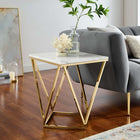 Modway - Vertex Métal d’or Acier inoxydable Table d’appoint - Or Blanc-Acier inoxydable en or poli