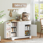 HOMCOM - Buffet moderne avec plateau effet bois et étagères de rangement multiples - blanc-Style moderne universel qui s’intègre parfaitement à de nombreux décors de pièce 