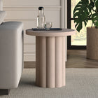 Hudson&Canal - Table d'appoint ronde cannelée Olie - 20 po l - Blanc aulne-La table de montage supporte un poids maximal de 40 livres