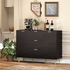 HOMCOM - Buffet 47,2 po L, armoire de rangement, noir-Pieds en métal surélevés permettant un nettoyage facile en dessous 