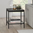 Hudson&Canal - Table d'appoint carrée Alexis de 50 cm de largeur par - Bronze noirci-Une finition en bronze noirci fabriquée à la main est appliquée sur le cadre en acier