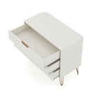 Manhattan Comfort - Rockefeller commode 3 tiroirs de 89,5 cm style milieu du siècle, blanc cassé et naturel, lot de 2-Parfait pour le rangement ou l’exposition d’objets Kit anti-basculement inclus