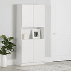 South Shore - Liora - Bibliothèque 4 portes et rangement ouvert modulaire- Blanc solide-Modulable : Personnalisez votre espace avec 2 tablettes ajustables, permettant de multiples configurations selon vos besoins de rangement.