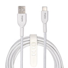 Staples - TECH Câble de chargement USB-C vers USB-A - 6,5 pi - blanc-Câble tressé durable et anti-enchevêtrement testé pour résister à jusqu’à 5 000 torsions