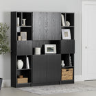 South Shore - Liora - Ensemble bibliothèque et 2 bibliothèques étroites 5 tablettes modulaire- Chêne noir-Rangement ouvert et fermé : cet ensemble offre le parfait mélange de compartiments ouverts et fermés. Mettez de l’avant vos plus belles décorations et rangez hors de vue vos objets du quotidien.