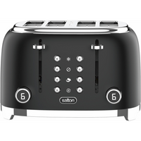 Salton - grille pain numériques NuRetro 4 tranches - noir minuit-6 degrés de brunissage pour un grillage précis, allant du légèrement doré au très croustillant. fonctions « réchauffer », « décongeler » et « bagel » (grille un seul côté) pour des résultats parfaits.