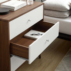 Modway - Transmit 3 tiroirs Poitrine, Blanc noyer-Stratifié lisse à grain de bois