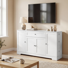 HOMCOM - Buffet moderne 55 po avec tiroir et étagères latérales de rangement - blanc-Les charnières à fermeture douce empêchent le bruit et protègent les doigts des pincements 