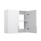 Prepac - Cabinet de rangement mural Elite 32 po avec portes à panneaux, cabinet de garde-manger avec 1 étagère ajustable - Blanc-Fabriqué à partir de bois composites stratifiés non toxiques avec un support en MDF robuste