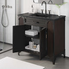 Modway - Steamforge 36" Vanette de salle de bain - Noir noir-Étagère avec découpe de plomberie