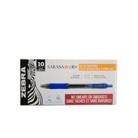 Zebra - Stylos Sarasa à encre gel rétractables – 0,7 mm – bleus – paquet de 10-Prise caoutchoutée souple sans latex