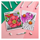 Crayola - Cahier à Colourier pour adultes de 32 p. - Fleurs à gogo-Les illustrations sont conçues pour permettre des ombres et des fondus fluides lorsque vous les agencez avec les marqueurs à base d'alcool Crayola (vendus séparément)