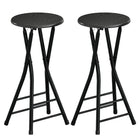 HOMCOM - Tabourets de bar pliants 24 po avec repose-pieds - noir - paquet de 2-Conception pliable pour économiser de l'espace 
