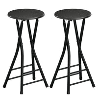 HOMCOM - Tabourets de bar pliants 24 po avec repose-pieds - noir - paquet de 2-Conception pliable pour économiser de l'espace 
