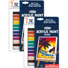 Crayola - Bâtons de peinture acrylique Doodle, 12 par paquet, 2 paquets, 24 au total-PEINTURES MULTI-SURFACES : Ces peintures acryliques fonctionnent sur le papier, la toile, le métal, le bois et le tissu. Elles ne couleront pas, ne se froisseront pas et ne déchireront pas le papier.