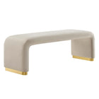 Modway - Koda Performance Velvet Banc long de la chute d’eau - Brass Almond-Revêtement en velours de performance