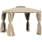 Outsunny - Tonnelle de patio extérieure 10 pi l x 10 pi L avec parois latérales - kaki-Tente de gazebo extérieur 10 pi x 10 pi avec un sommet de 9 pi de hauteur