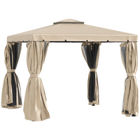 Outsunny - Tonnelle de patio extérieure 10 pi l x 10 pi L avec parois latérales - kaki-Tente de gazebo extérieur 10 pi x 10 pi avec un sommet de 9 pi de hauteur