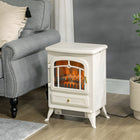 HOMCOM - Cheminée électrique autoportante avec flamme de bois - 16 po - 750/1500 W - beige-Chauffage silencieux à ventilation forcée avec deux réglages ajustables pour une distribution uniforme de la chaleur (moins de 40 décibels)