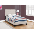 Monarch Specialties - 5921T Lit Simple - Tissus Beige-Le rembourrage épais en mousse et le dossier touffeté offrent un confort ultime pour les espaces destinés aux jeunes et aux adolescents
