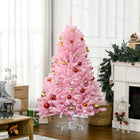 HOMCOM - Sapin de Noël artificiel 5 pi - forme large - rose-La couleur rose crée une douce atmosphère 