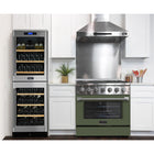 Kucht - 36 po Série KNG Cuisinière Pro Style au gaz propane - Acier inoxydable/Vert olive-Comparable aux cuisines professionnelles, cette cuisinière est équipée d’un four à convection de 22 000 BTU et d’un gril de 10 000 BTU