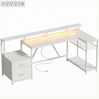 HOMCOM - Bureau de gaming réversible 76 po avec éclairage RGB et ports USB - blanc-Conception en forme de L personnalisable, s’adapte aux configurations à gauche ou à droite