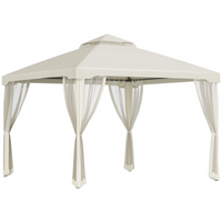 Outsunny - Pavillon de patio 10 pi l x 10 pi L auvent à toit à 2 niveaux - blanc crème-Tissu en polyester pour bloquer les rayons nocifs du soleil