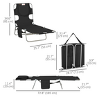 Outsunny - Chaise de bronzage avec ouverture pour le visage - chaise longue pliable à 5 niveaux - noir-Une poche latérale pour ranger magazines et téléphones