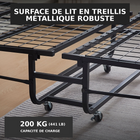 MotionGrey - Lit d’appoint portable pliable  avec matelas et roulettes verrouillables - une place - Noir-Roulettes verrouillables facilitant le déplacement et aidant à maintenir le lit en place une fois installé