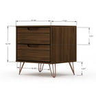 Manhattan Comfort - Table de nuit Rockefeller 20,08" style mid-century moderne à 2 tiroirs - Marron-Comprend 2 tiroirs spacieux avec un mécanisme de glissement simple de 0,75
