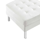 Modway - Loft Touffe Cuir végane Fauteuil et ensemble ottoman - Blanc argenté-9