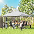 Outsunny - Tente auvent pliante 9.6 pi l x 9.6 pi L avec poches - Installation facile à 1 bouton - Blanc-Tissu Oxford 210D avec revêtement argenté pour une protection solaire UPF50+