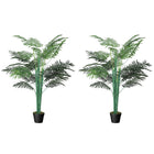 Outsunny - Palmier tropical artificiel 5 pi avec feuilles réalistes - vert - lot de 2-Belle plante artificielle au design de palmier, lot de deux 