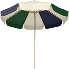 Outsunny - Parasol de patio avec cadre effet bois - 7,4 pi - vert foncé-Doté d’un toit unique à blocs de couleur avec une bordure à festons et un cadre effet bois pour un look élégant