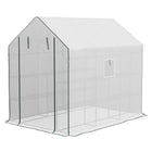 Outsunny - serre portable 4,6 pi x 4,7 pi, vert- Serre de jardin avec quatre étagères de chaque côté  
