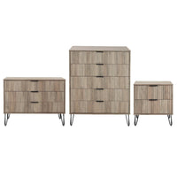 Manhattan Comfort - Dumbo table de chevet moderne, commode et commode haute 5 tiroirs - gris rustique - ensemble de 3-Commode de chambre moderne-contemporaine avec une touche de glamour comprenant une commode standard, une commode haute et une table de nuit 2.0