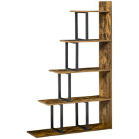 HOMCOM - Bibliothèque présentoir style industriel - brun rustique-Une étagère à 5 niveaux de type échelle est plus stable 