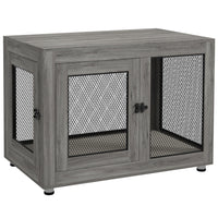 PawHut - Table de chevet pour animal avec coussin résistant à l’eau, double porte - gris-Espace de repos rembourré, légèrement résistant à l'eau 