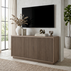 Hudson&Canal - Meuble TV rectangulaire cannelé Hanson pour téléviseurs jusqu'à 55 pouces, finition chêne gris vieilli-Dimensions du produit : 47,5" L x 15,5" l x 24" H