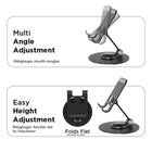 Uncaged Ergonomics - Support pivotant et réglable pour ordinateur portable et téléphone RISE - Argent-Les deux supports se replient à plat pour le rangement.