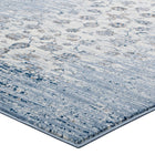 Modway - Chiara Treillis floraux vieillis contemporains Tapis de comédie 8 pi l x 10 pi L - Bleu marocain et ivoire-Résistant aux taches / Facile à nettoyer